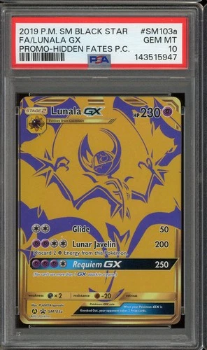 2019 POKEMON SUN MOON BLACK STAR SM103a FULL ART LUNALA GX GEM MT PSA 10 PROMO