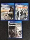 Lot Of 3 Tom Clancy’s The Division, Ghost Recon, Rainbow Six (PlayStation 4 PS4)