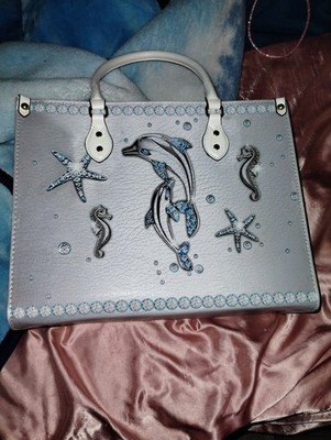 Personalized Sea Dolphin Leather Handbag Dolphin Ocean Lovers Shoulder Bag Gift