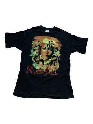     Vintage Michael Jackson Tour T-Shirt 90s Rare Black Graphic Tee Size L - Bild 1 von 4