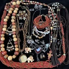 Costume Jewelry Lot Vintage To Now, Brown Tone,  21 Items - Good Wearable