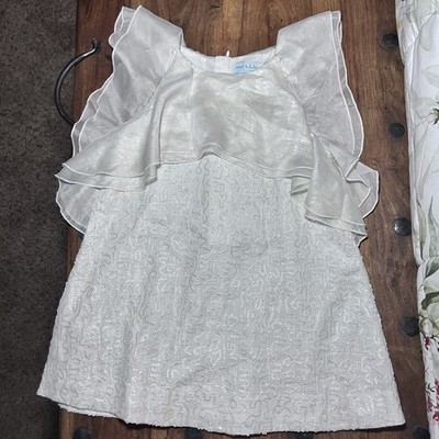 Abel & Lula Ivory Linen And Sequin Shift Dress 4T