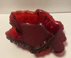 Vintage Anchor Hocking Royal Ruby Red Depression Glass Maple Leaf Dish c1938,