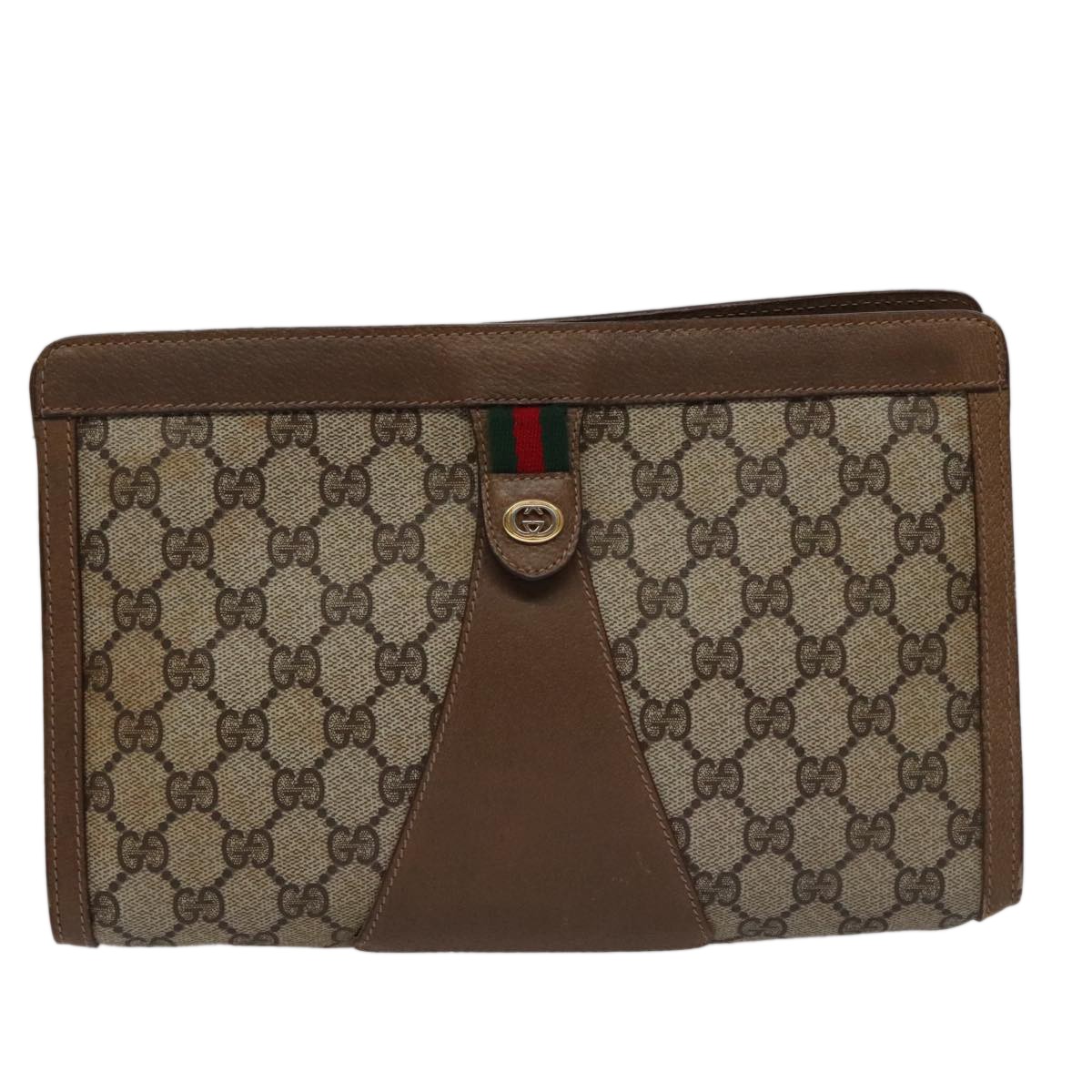 Gucci Sherry Beige Canvas Clutch Bag Authentic