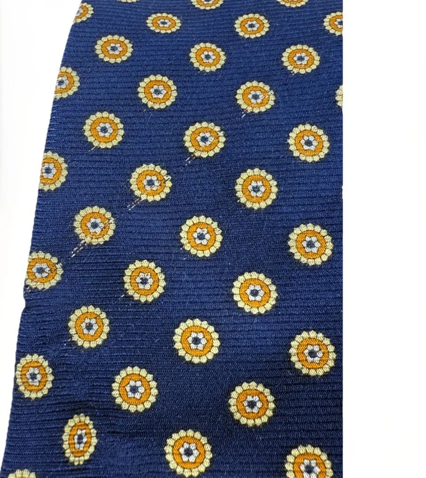 Corbata Claybrooke Floral Medallón Corbata de Seda Negocios Informal Carrera Azul Naranja Foto 2 de 4