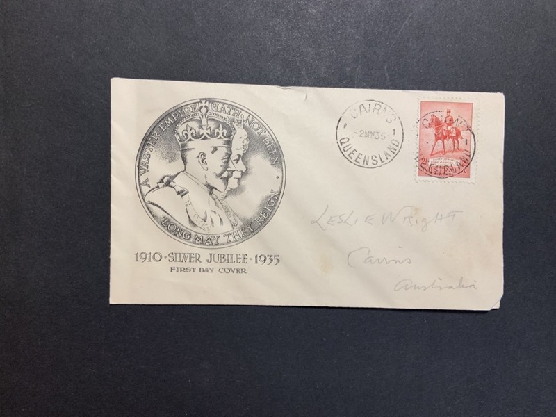 Australia 1935 FDC 1st day cover KGV Silver Jubilee ? cachet Cairns cancel
