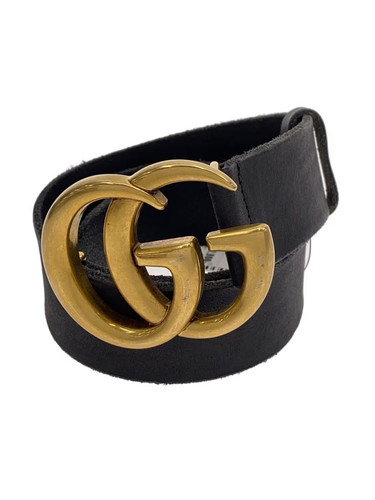 GUCCI Double G Wide Belt Leather Black Men's 409416 CVE0T