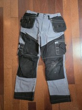 Blaklader Heavy Canvas Cargo Work Pants Men 38x34 Black Gray Double Knee W Pads