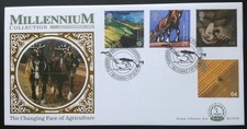 GB Benham 1999 Farmers  Tale Set on First Day Cover, Mechanical Farming S/H/S