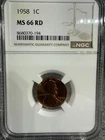 1958 Lincoln Wheat Cent - NGC MS66 RD - 1C
