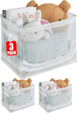 Large Storage Baskets for Shelves, Collapsible Storage Bins with 3 Pack Clear