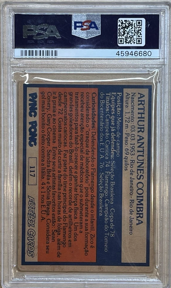 Ping Pong Zico 1978 PSA 2 soportes de fondo Foto 2 de 2