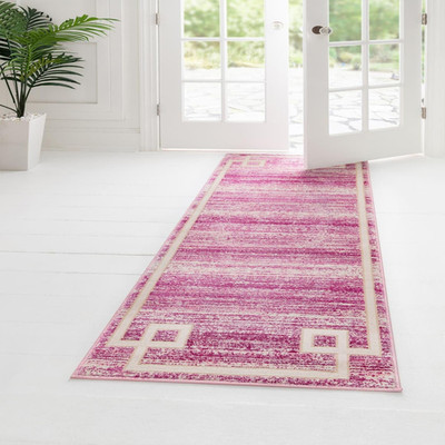 Unique Loom Uptown Collection Area Rug - Lenox Hill 2 7 X 8 Runner Pink/ Ivory