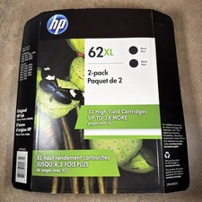 HP 62XL 2 Black Ink Cartridge C2P05AN OEM Sealed  Expired 2/2021 New