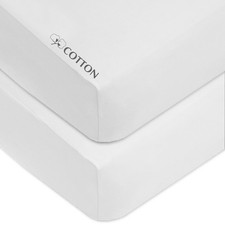 2 Pack 100 Natural Cotton Fitted Crib Sheets 52" x 28" - Soft, Breathable, H...