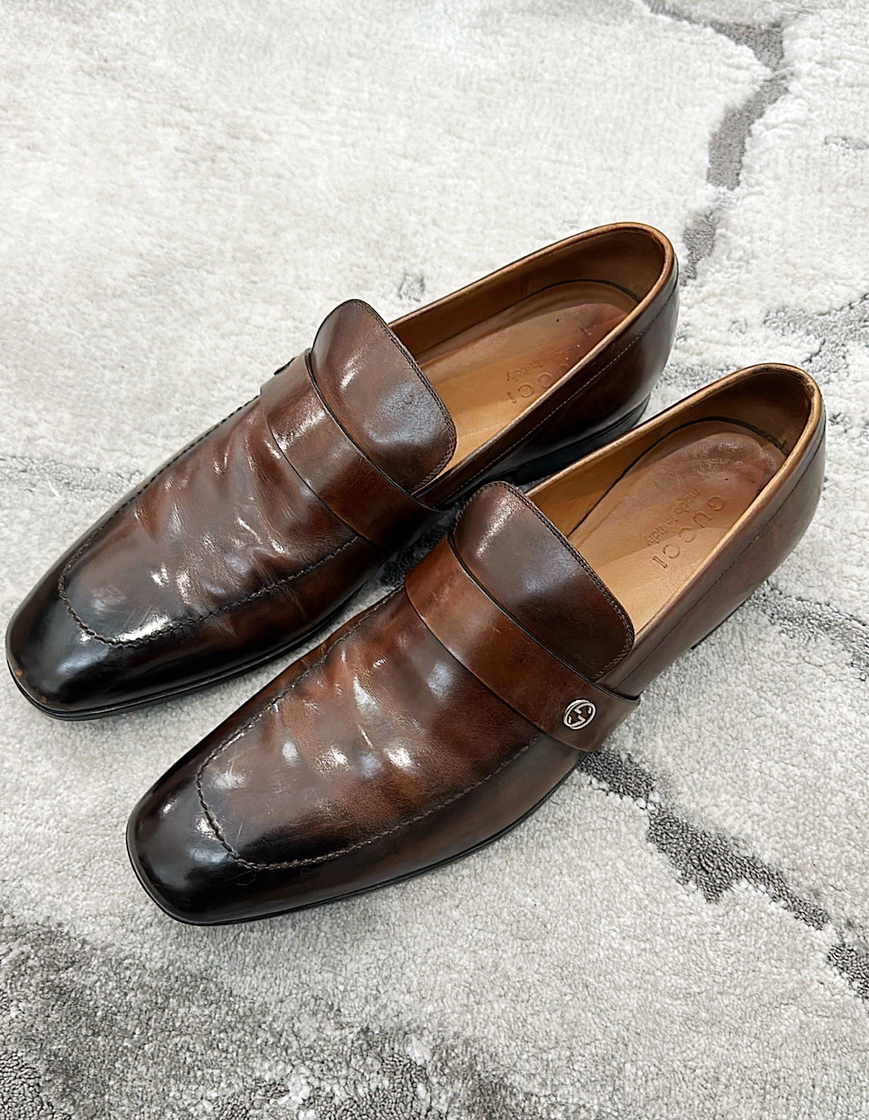 Authentic Gucci Interlocking G Brown Leather Mens… - image 6