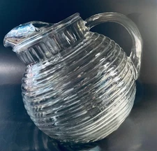 Art Deco Anchor Hocking Manhattan Ribbed Glass Pitcher