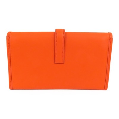 HERMES Jige Duo Clutch Bag Swift Leather Orange Poppy | eBay