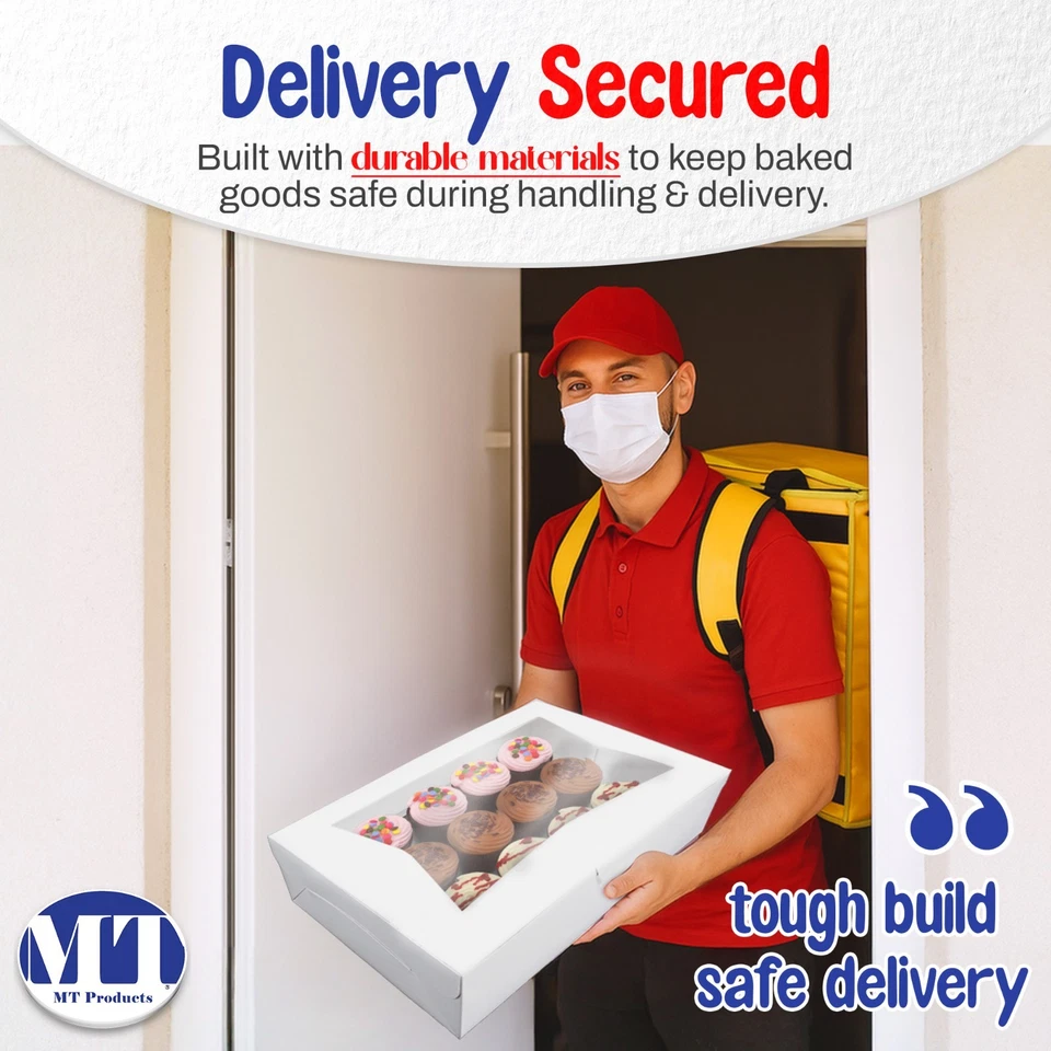 Cajas para pasteles blancas MT Products 19" x 14" x 4" - Cajas de panadería emergentes automáticas con viento Foto 3 de 4