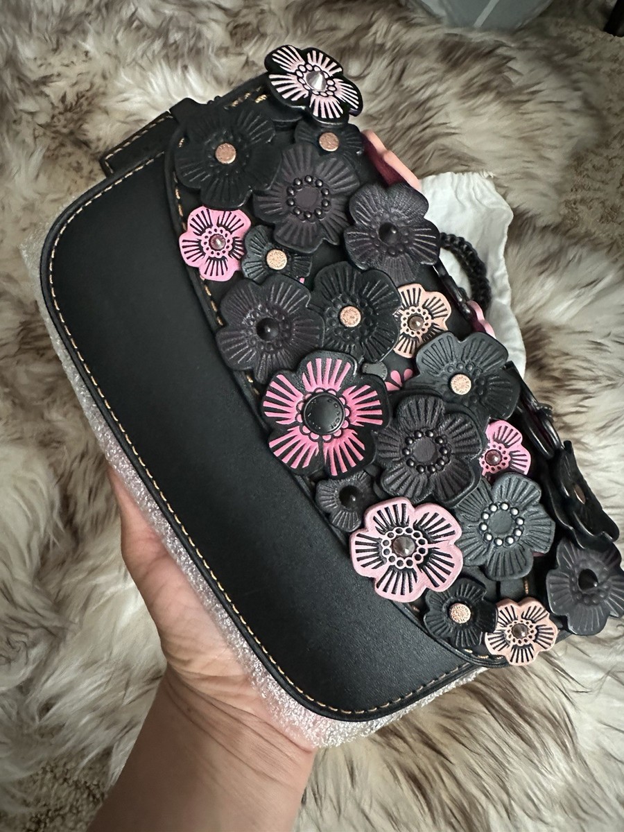 COACH 1941 Tea Rose Clutch BLACK Wristlet Wallet Crossbody With