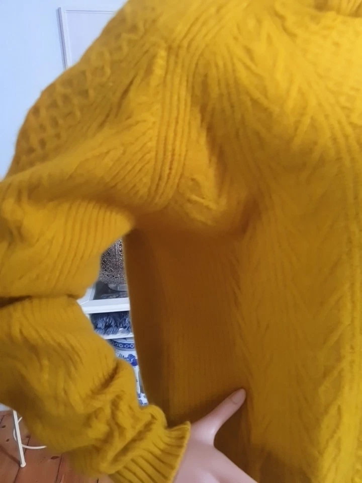 Damen Kaschmir/Wolle Strickpulli Pullover Senfgelb Gr M - Bild 3 von 4