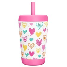 Kid Insulated Stainless Steel Tumbler with Silicone Straw, 12oz Sippy Cup for...