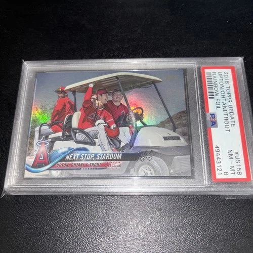 2018 MLB Topps Update Rainbow Foil US158 Mike Trout Shohei Ohtani PSA 8 RC Rook