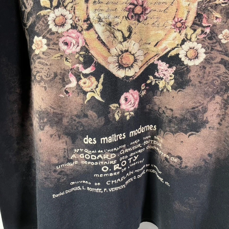 Top Katina Marie Floral Chocolate Estampado Estrás Manga Larga Mujer L Hecho en EE. UU. Foto 4 de 4