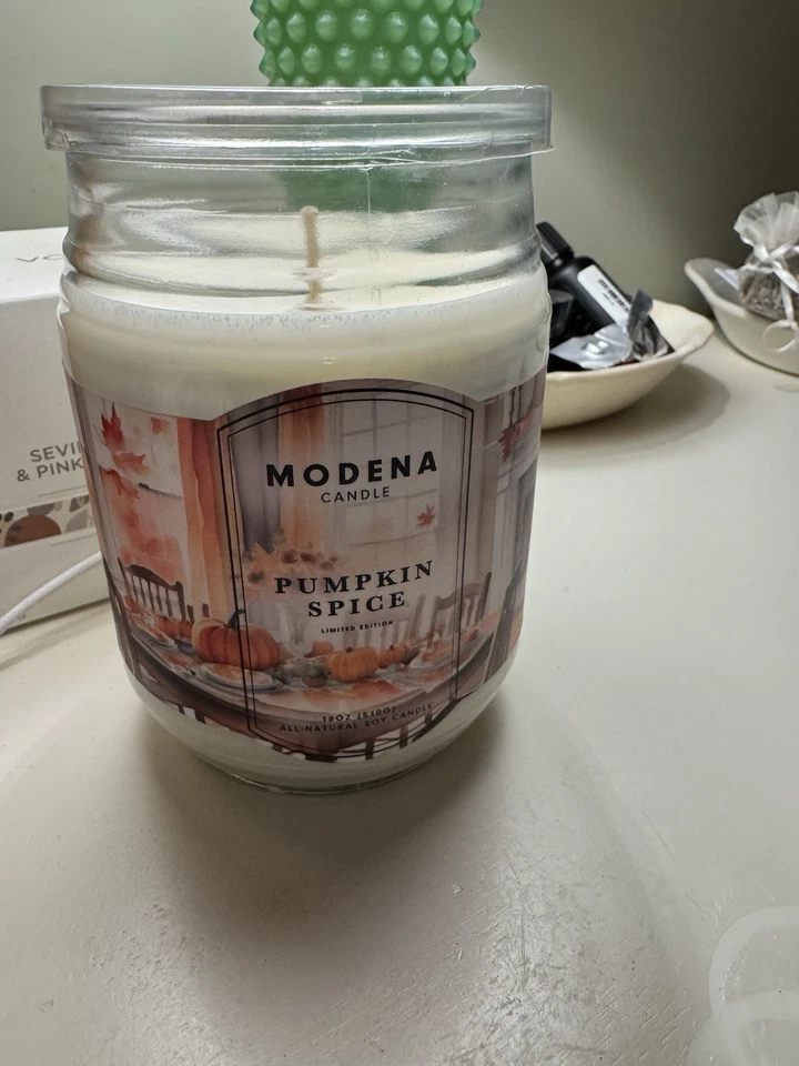New Modena Candle Pumpkin Spiced Soy  18 OZ One Wick Glass Jar - Image 2 of 4