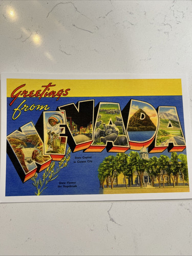 Nevada Vintage-Look Duża pocztówka listowa 4x6 Niewysłana - Zdjęcie 1 z 2