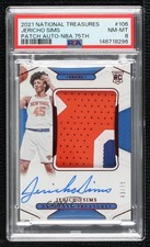 2021 National Treasures Rookie NBA 75th 43/75 Jericho Sims PSA 8 Patch Auto 8d9