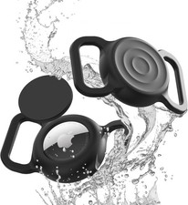 Dog Collar Holder Compatible with Airtag  2 Pack Pet Silicone Black