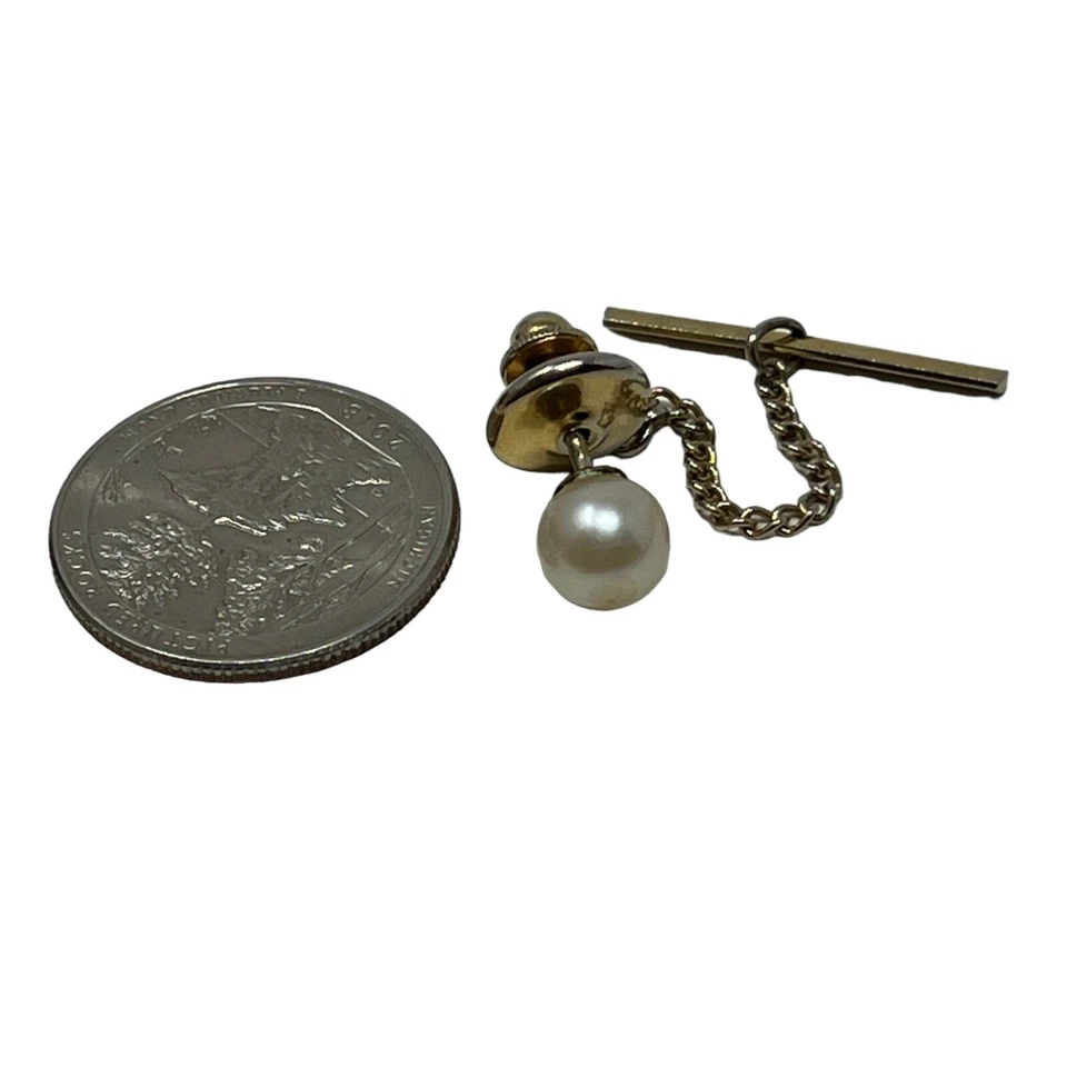 Vintage Pearl Tie Tack Lapel or Hat Pin - Image 3 of 4