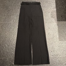 Mango MNG Belted Wide Leg Dress Pants Womens Size 2 Black Straight Fit Office