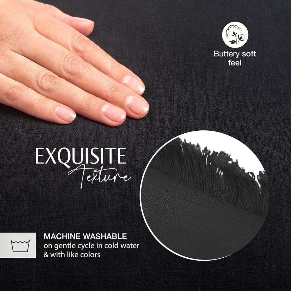 Set of 2 Linen Throw Pillow Covers Trimmed Cushion Covers 18 x 18 Inch Farmhouse - Image 4 of 4