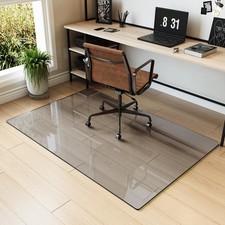 Tempered Glass Chair Mat for Hardwood Floors  Carpets, 36" x 55    36x55 Grey