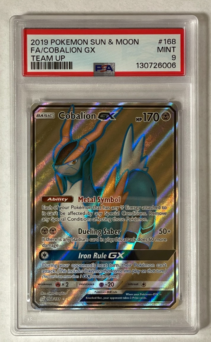 Cobalion GX Full Art PSA 9 MINT 2019 Pokemon Sun & Moon Team Up #168/181