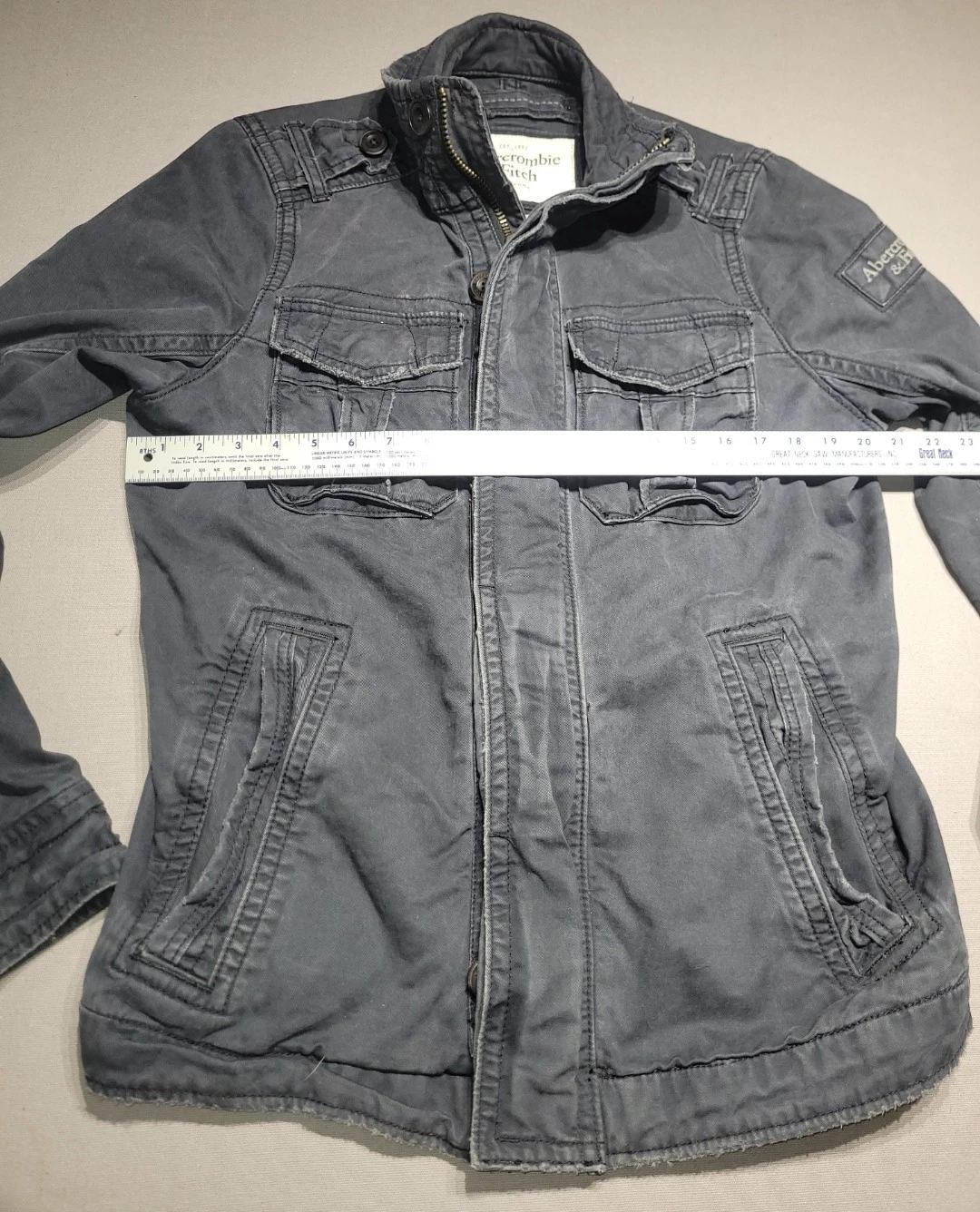 Abercrombie & Fitch Sentinel Jacket Mens M Blue Cotton Twill Military Y2K image 12