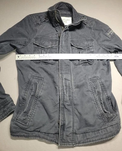 Abercrombie & Fitch Sentinel Jacket Mens M Blue Cotton Twill Military Y2K image 12