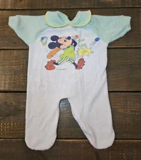Vintage 1980s Lullaby Land Mickey Mouse Pajamas Size Small