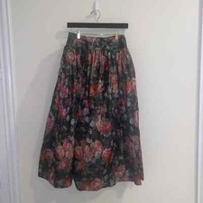 VTG Scott McClintock Full Floral Pleated Skirt Midi Metallic Thread Tulle Lining