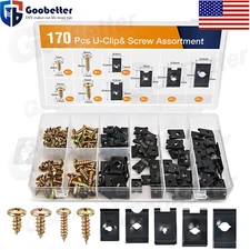 170x Car Screw Clip Body Fender Bumper Retainer U Nut Clips Gasket Fastener Kits
