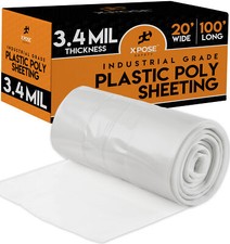 Clear Poly Sheeting - 20x100 Feet   Heavy Duty, 3.4 Mil Thick Plastic Tarp