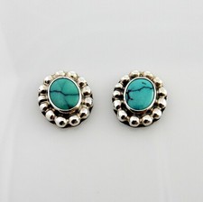 One of a Kind Southwestern Sterling Silver Spiderweb Turquoise Post Earrings