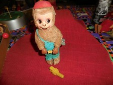 Vintage Monkey Wind-Up W/Airhammer Works Great 7" Airhammer broken but there