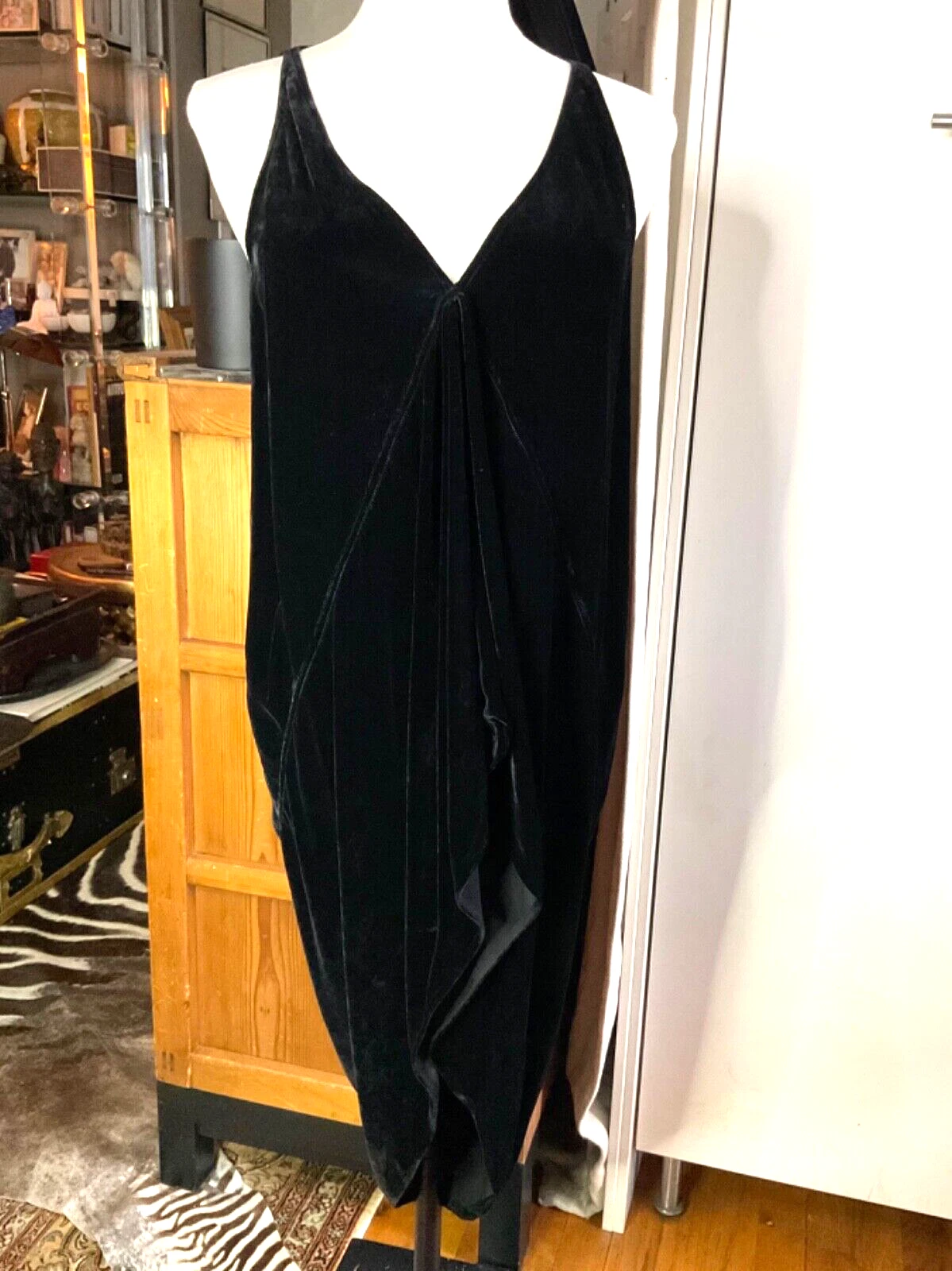 RICK OWENS GLITTER FW 17 piccolo mini o top drappeggiato in velluto nero