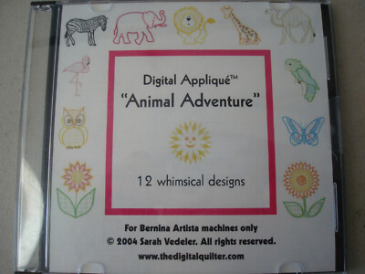 Bernina Artista Animal Adventure Digital Applique 12 Whimsical Embroidery CD ART