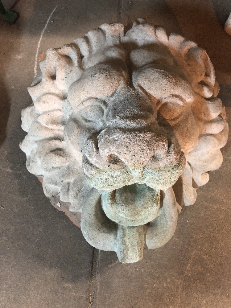 Concrete Lion Head Fountain