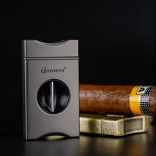 Luxury Cigar Cutter Silver V-Cut Stainless Steel Premium Guillotine Sharp Blade