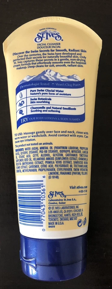 Limpiador desmaquillante marca St. Ives fórmula suiza tubo descontinuado 6 OZ RARO Foto 2 de 4